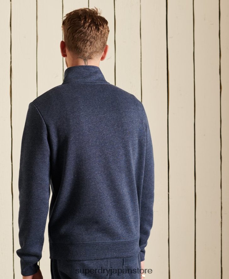 ヴィンテージロゴ刺繍ジップヘンリースウェットシャツ 男性 Superdry 衣類 海軍 2J62PZ5138