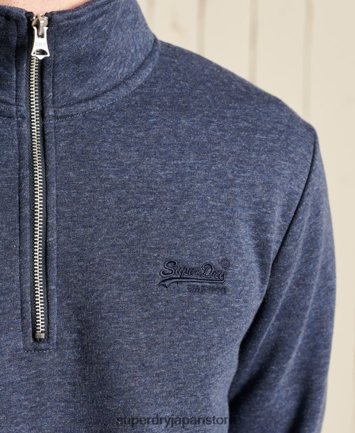ヴィンテージロゴ刺繍ジップヘンリースウェットシャツ 男性 Superdry 衣類 海軍 2J62PZ5138