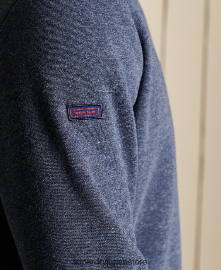 ヴィンテージロゴ刺繍ジップヘンリースウェットシャツ 男性 Superdry 衣類 海軍 2J62PZ5138