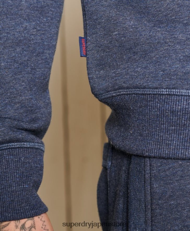 ヴィンテージロゴ刺繍ジップヘンリースウェットシャツ 男性 Superdry 衣類 海軍 2J62PZ5138