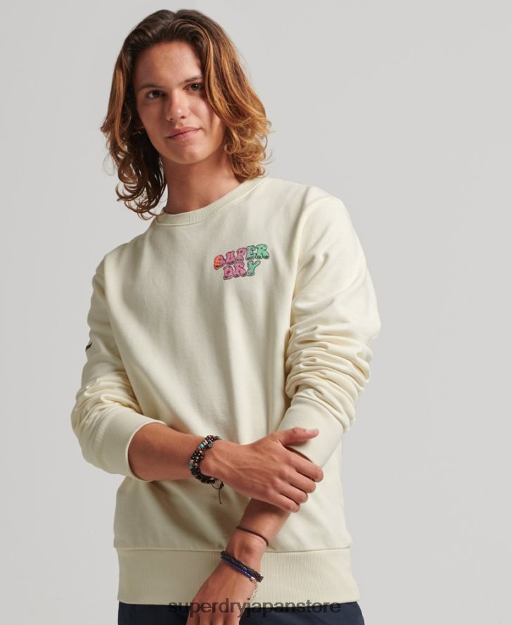 ヴィンテージ イントゥ ザ ウッズ クルー スウェットシャツ 男性 Superdry 衣類 白 2J62PZ5139