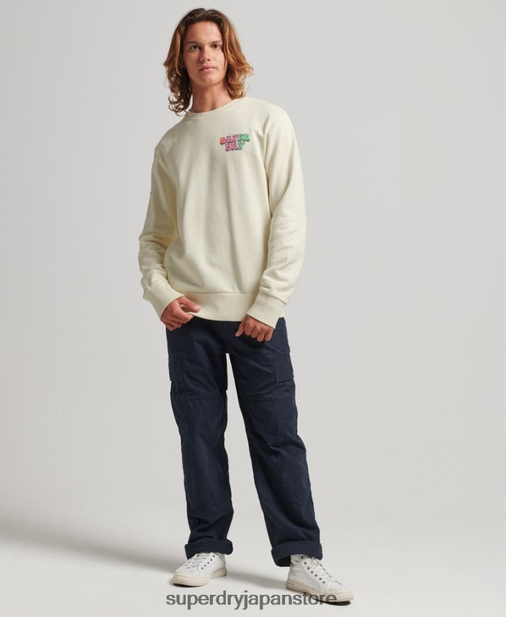 ヴィンテージ イントゥ ザ ウッズ クルー スウェットシャツ 男性 Superdry 衣類 白 2J62PZ5139