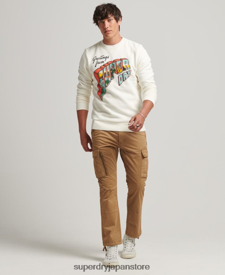トラベル ポストカード グラフィック スウェットシャツ 男性 Superdry 衣類 クリーム 2J62PZ5141