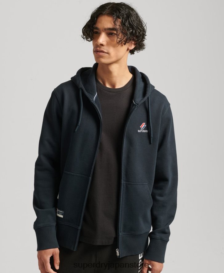 コードエッセンシャルジップパーカー 男性 Superdry 衣類 海軍 2J62PZ5147