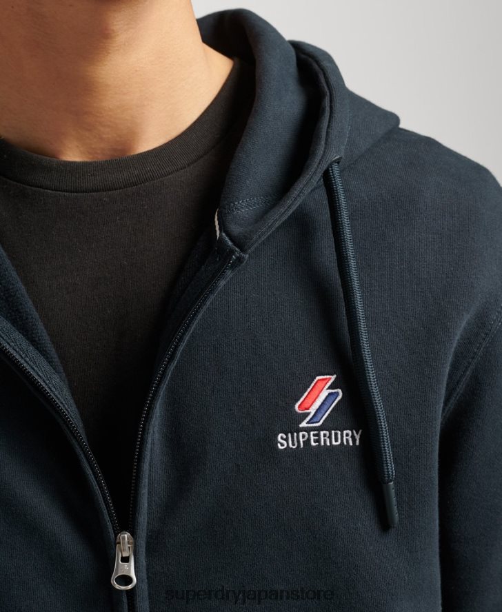 コードエッセンシャルジップパーカー 男性 Superdry 衣類 海軍 2J62PZ5147