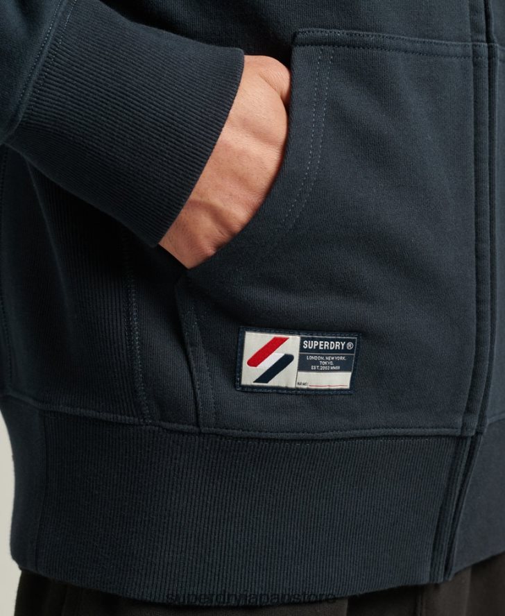 コードエッセンシャルジップパーカー 男性 Superdry 衣類 海軍 2J62PZ5147