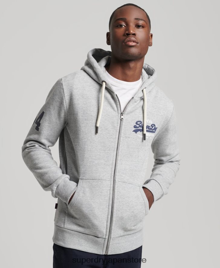 ヴィンテージロゴクラシックジップパーカー 男性 Superdry 衣類 グレー 2J62PZ5148