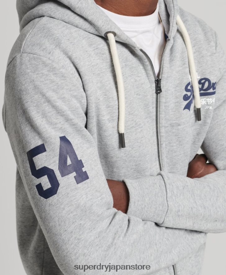 ヴィンテージロゴクラシックジップパーカー 男性 Superdry 衣類 グレー 2J62PZ5148