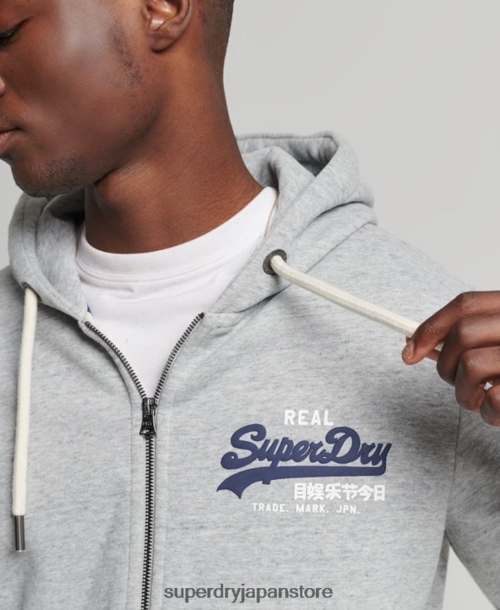 ヴィンテージロゴクラシックジップパーカー 男性 Superdry 衣類 グレー 2J62PZ5148