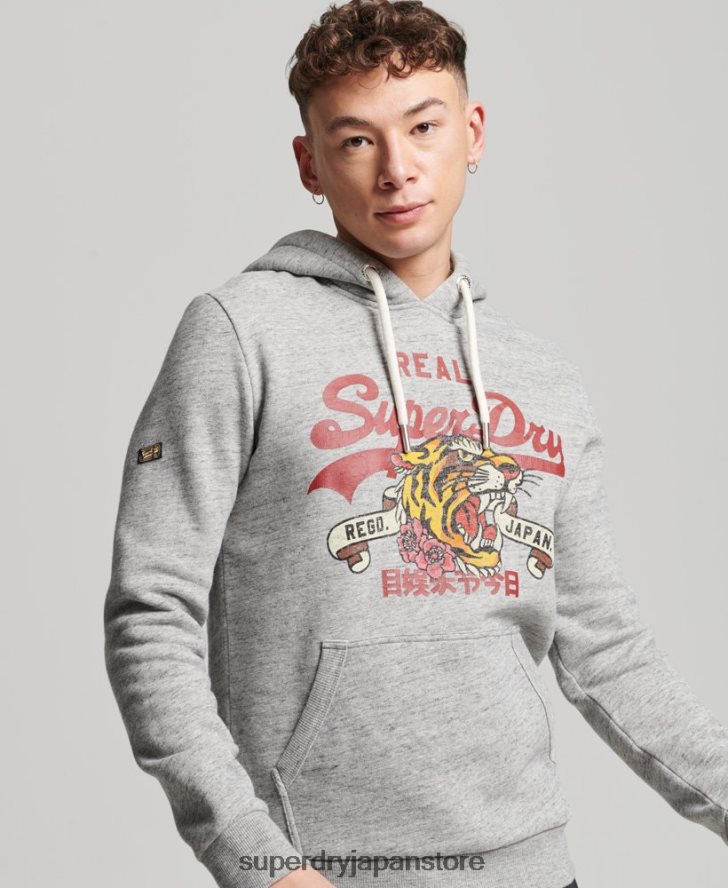 ヴィンテージロゴナラティブパーカー 男性 Superdry 衣類 グレー 2J62PZ515