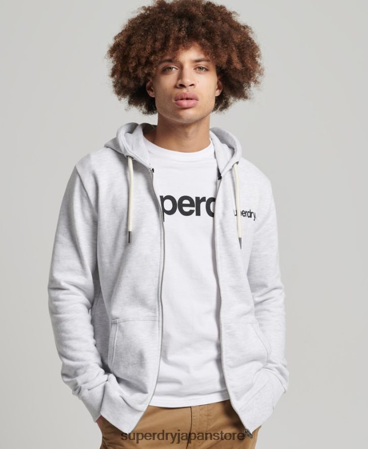 ヴィンテージコアロゴクラシックジップパーカー 男性 Superdry 衣類 ライトグレー 2J62PZ5150