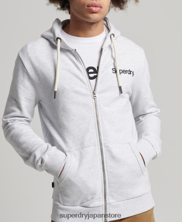 ヴィンテージコアロゴクラシックジップパーカー 男性 Superdry 衣類 ライトグレー 2J62PZ5150