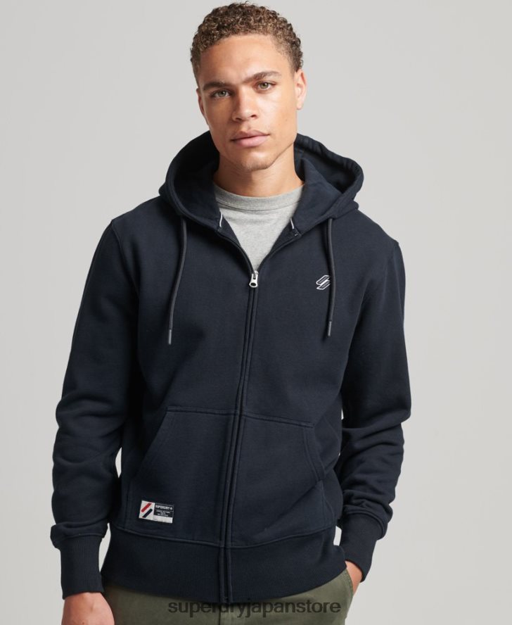 エッセンシャルロゴルーズジップパーカー 男性 Superdry 衣類 海軍 2J62PZ5151