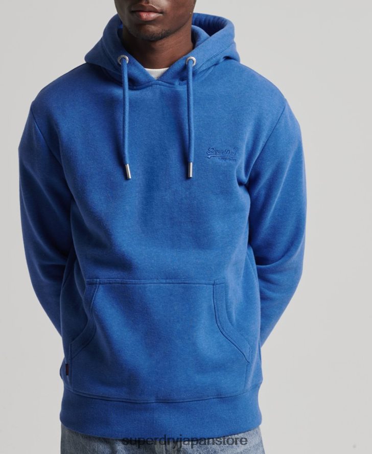 オーガニックコットンのヴィンテージロゴ刺繍パーカー 男性 Superdry 衣類 青 2J62PZ5152