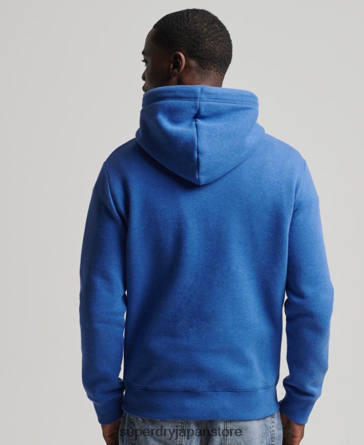 オーガニックコットンのヴィンテージロゴ刺繍パーカー 男性 Superdry 衣類 青 2J62PZ5152