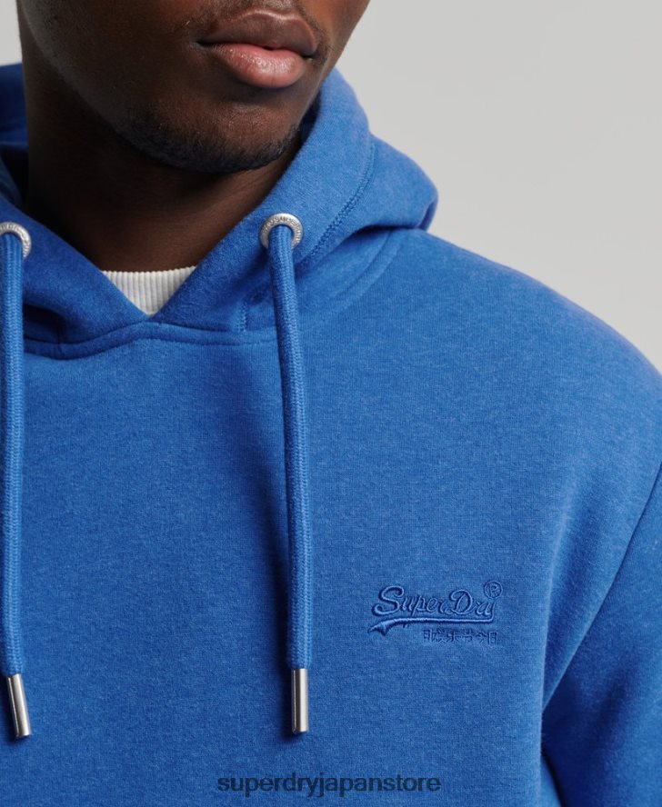 オーガニックコットンのヴィンテージロゴ刺繍パーカー 男性 Superdry 衣類 青 2J62PZ5152