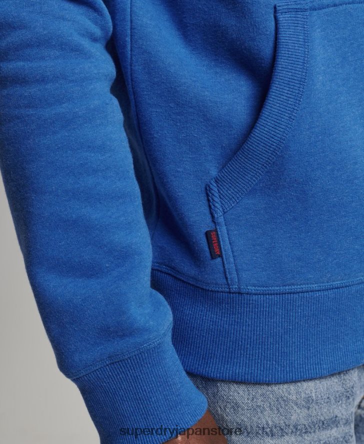 オーガニックコットンのヴィンテージロゴ刺繍パーカー 男性 Superdry 衣類 青 2J62PZ5152