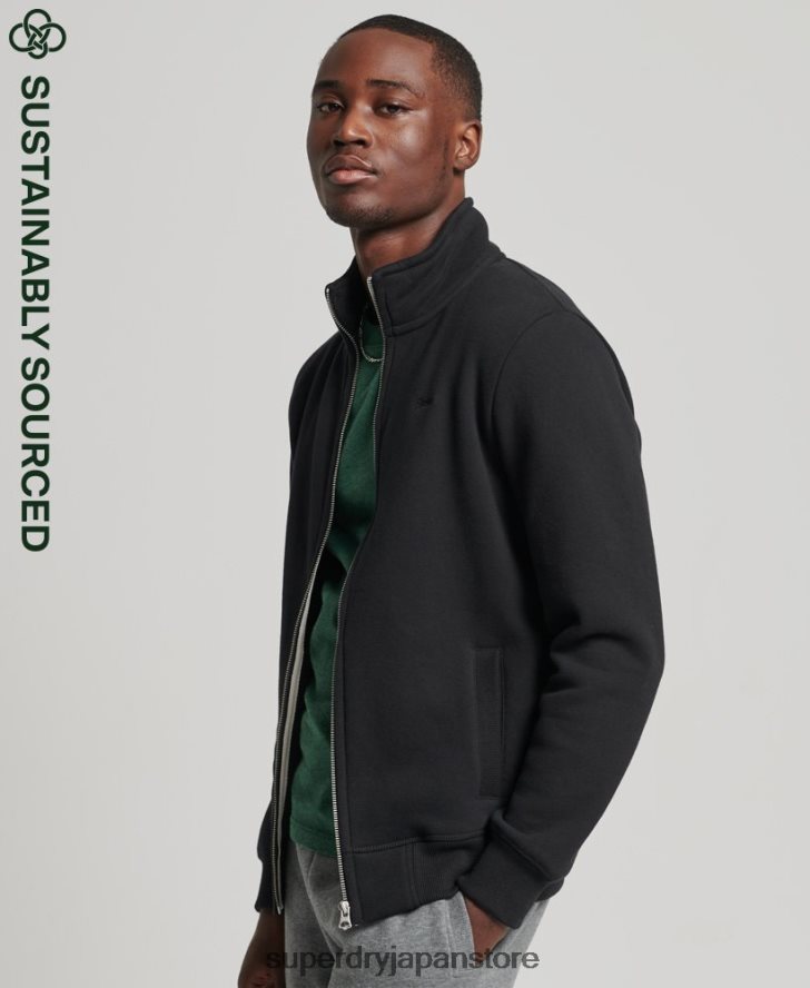 オーガニックコットン ヴィンテージロゴ ジップトラックトップ 男性 Superdry 衣類 黒 2J62PZ5153