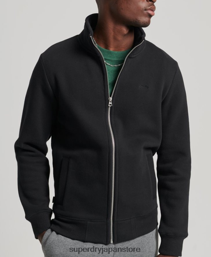 オーガニックコットン ヴィンテージロゴ ジップトラックトップ 男性 Superdry 衣類 黒 2J62PZ5153