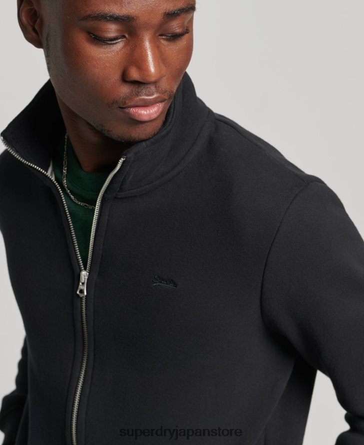 オーガニックコットン ヴィンテージロゴ ジップトラックトップ 男性 Superdry 衣類 黒 2J62PZ5153
