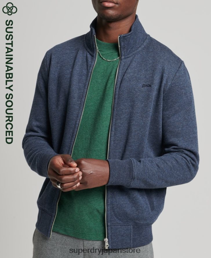 オーガニックコットン ヴィンテージロゴ ジップトラックトップ 男性 Superdry 衣類 海軍 2J62PZ5154