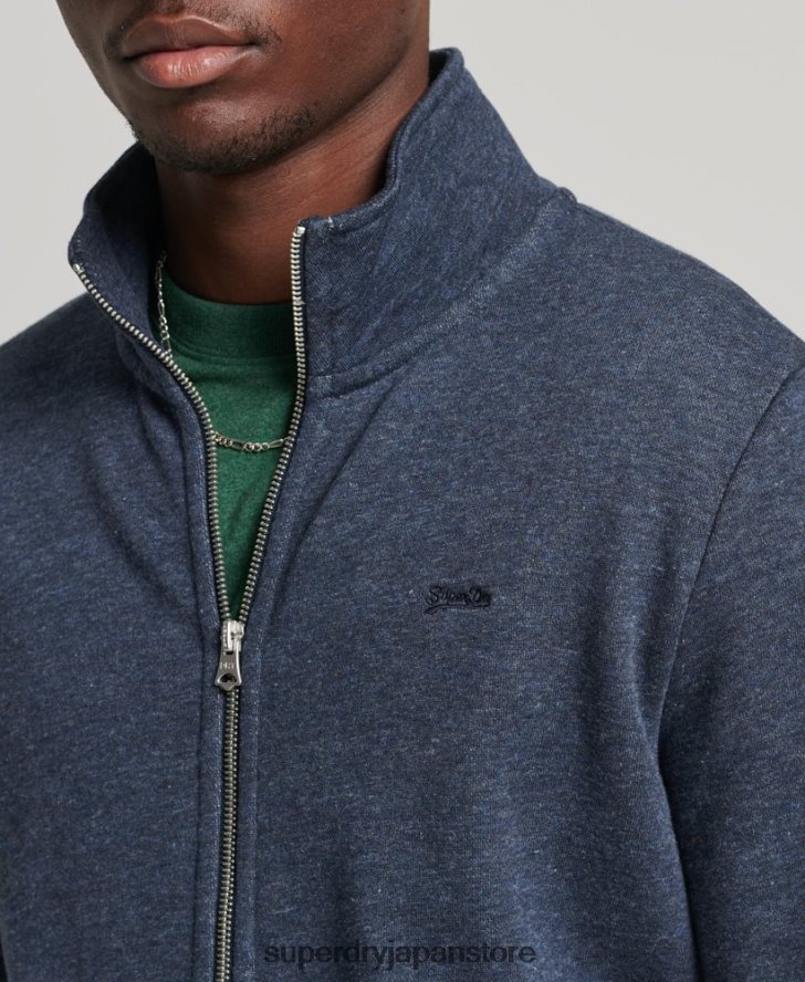 オーガニックコットン ヴィンテージロゴ ジップトラックトップ 男性 Superdry 衣類 海軍 2J62PZ5154