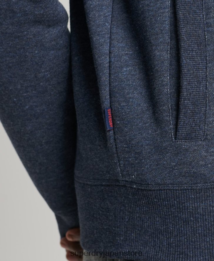 オーガニックコットン ヴィンテージロゴ ジップトラックトップ 男性 Superdry 衣類 海軍 2J62PZ5154