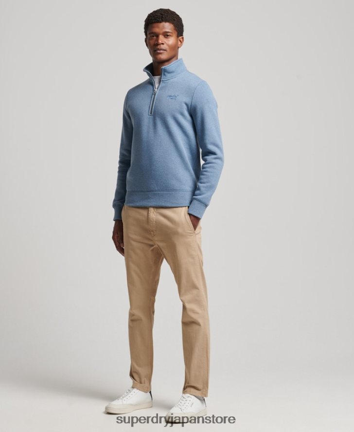 オーガニックコットン エッセンシャル ロゴ ハーフジップ スウェットシャツ 男性 Superdry 衣類 ライトブルー 2J62PZ5159