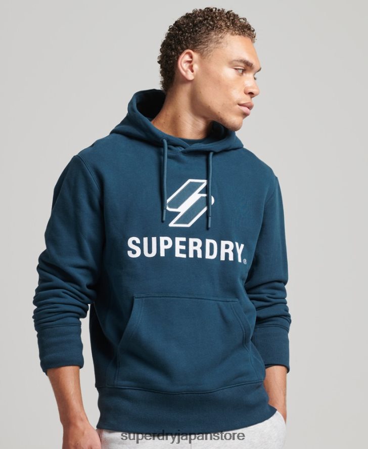 スタックアップリケロゴパーカー 男性 Superdry 衣類 濃紺 2J62PZ5161