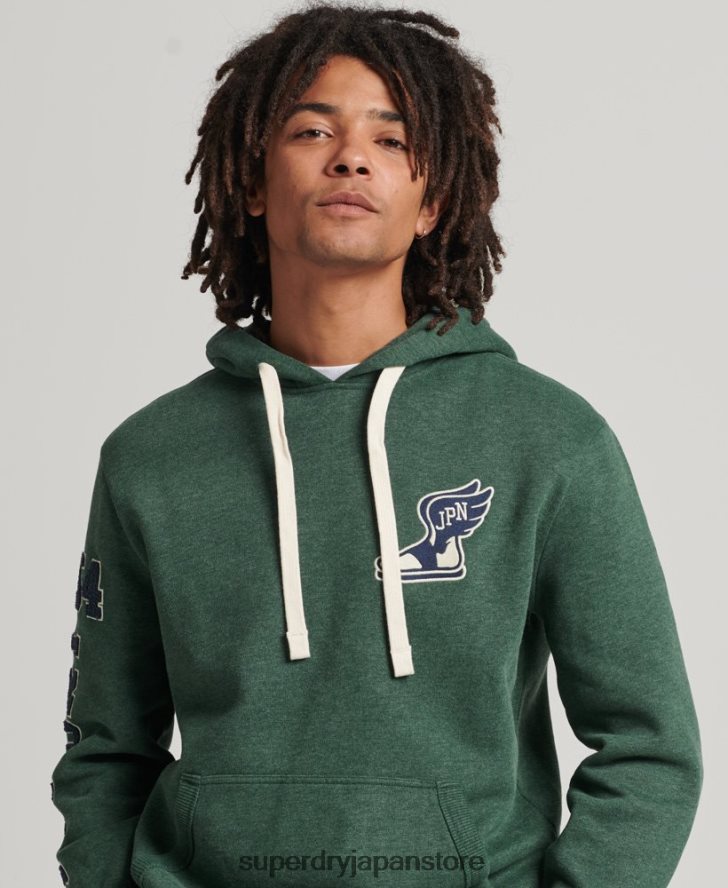 ヴィンテージスクリプトスタイルカレッジパーカー 男性 Superdry 衣類 緑 2J62PZ5164