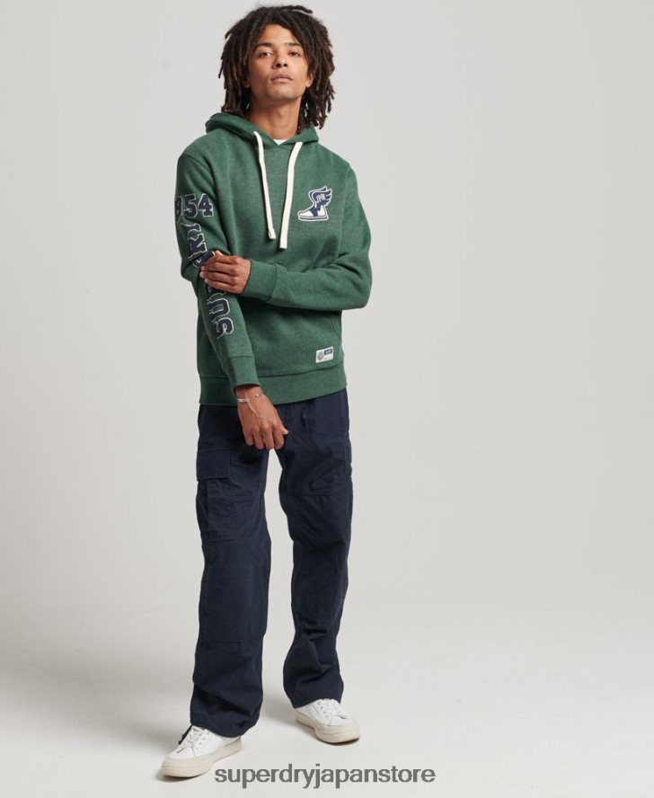 ヴィンテージスクリプトスタイルカレッジパーカー 男性 Superdry 衣類 緑 2J62PZ5164