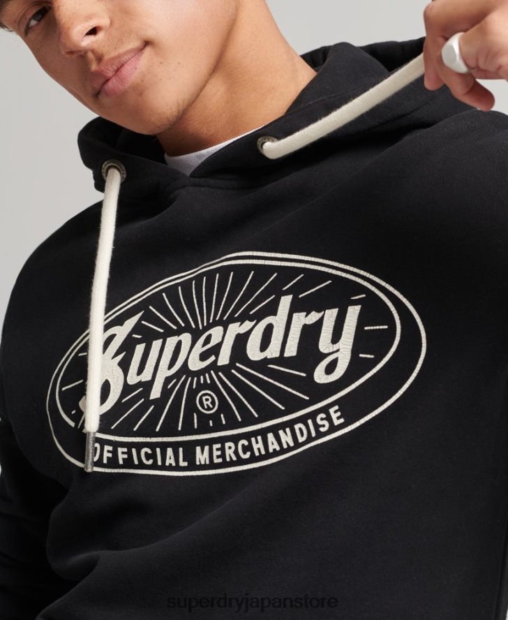 ヴィンテージ ライトニング ロゴ パーカー 男性 Superdry 衣類 濃い灰色 2J62PZ5166