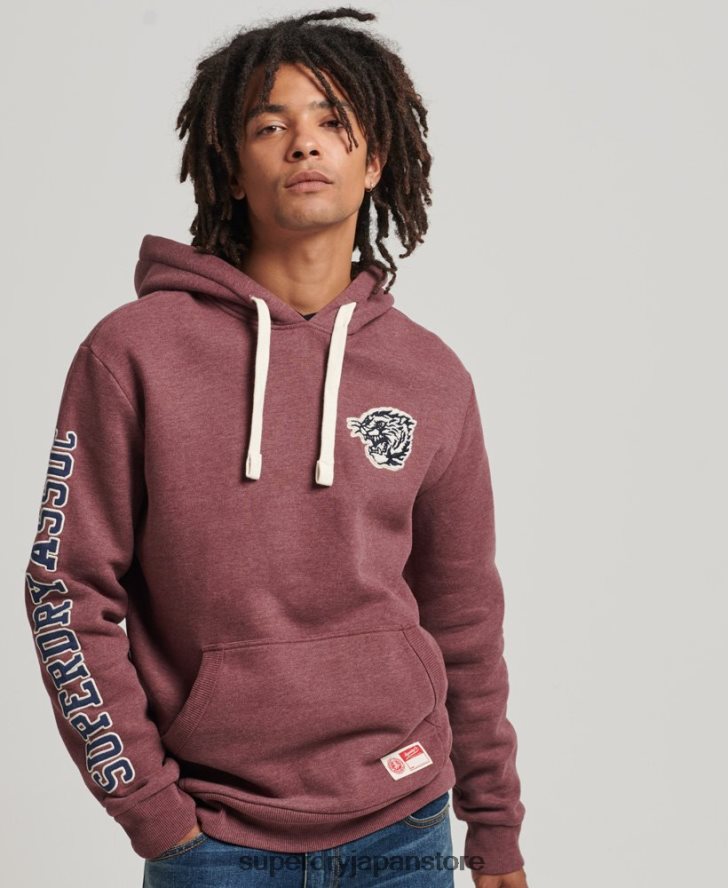 ヴィンテージスクリプトスタイルカレッジパーカー 男性 Superdry 衣類 赤 2J62PZ5167