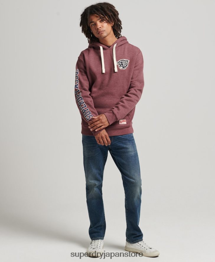 ヴィンテージスクリプトスタイルカレッジパーカー 男性 Superdry 衣類 赤 2J62PZ5167