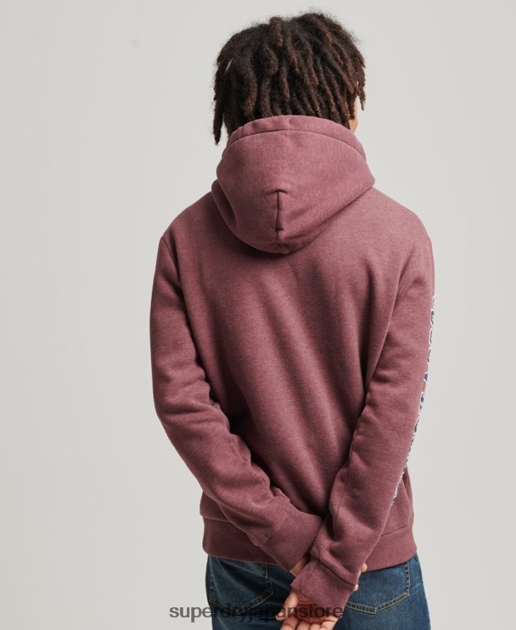 ヴィンテージスクリプトスタイルカレッジパーカー 男性 Superdry 衣類 赤 2J62PZ5167