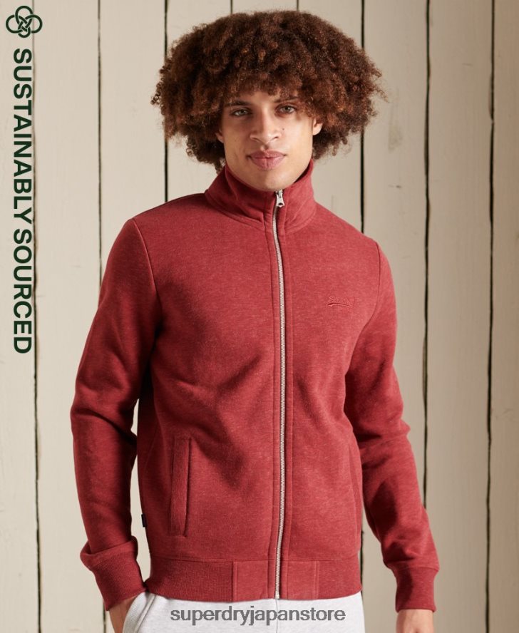 オーガニックコットン ヴィンテージロゴ ジップトラックトップ 男性 Superdry 衣類 赤 2J62PZ5168