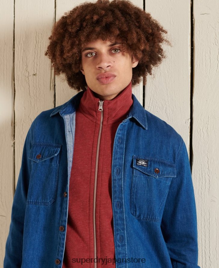 オーガニックコットン ヴィンテージロゴ ジップトラックトップ 男性 Superdry 衣類 赤 2J62PZ5168