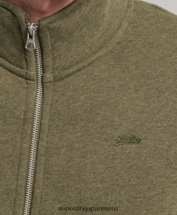 オーガニックコットン ヴィンテージロゴ ジップトラックトップ 男性 Superdry 衣類 カーキ 2J62PZ5171