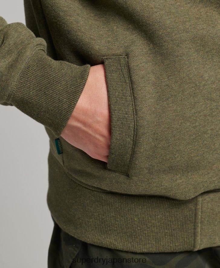 オーガニックコットン ヴィンテージロゴ ジップトラックトップ 男性 Superdry 衣類 カーキ 2J62PZ5171