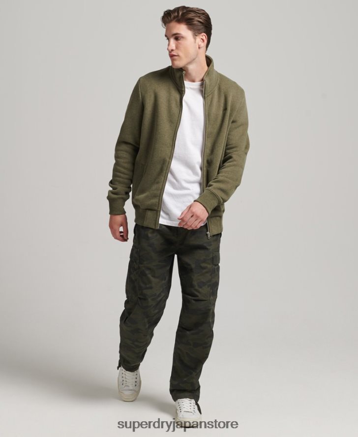 オーガニックコットン ヴィンテージロゴ ジップトラックトップ 男性 Superdry 衣類 カーキ 2J62PZ5171