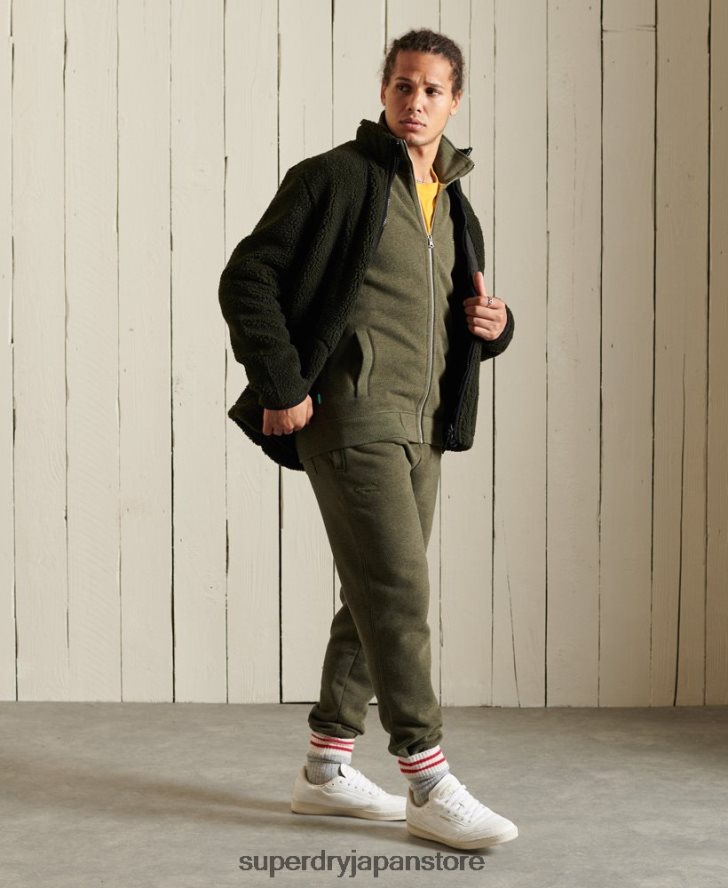 オーガニックコットン ヴィンテージロゴ ジップトラックトップ 男性 Superdry 衣類 カーキ 2J62PZ5173