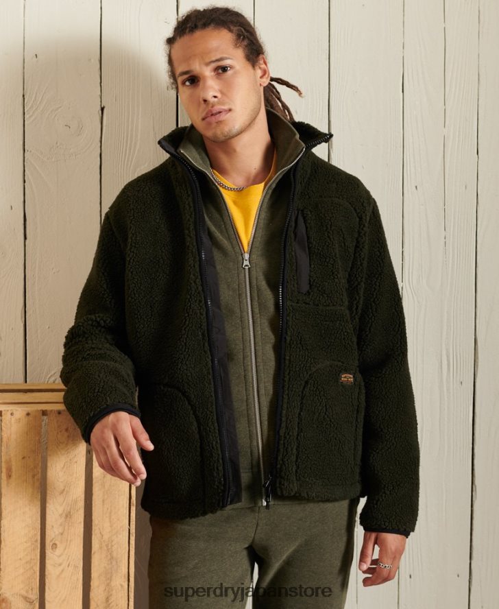 オーガニックコットン ヴィンテージロゴ ジップトラックトップ 男性 Superdry 衣類 カーキ 2J62PZ5173