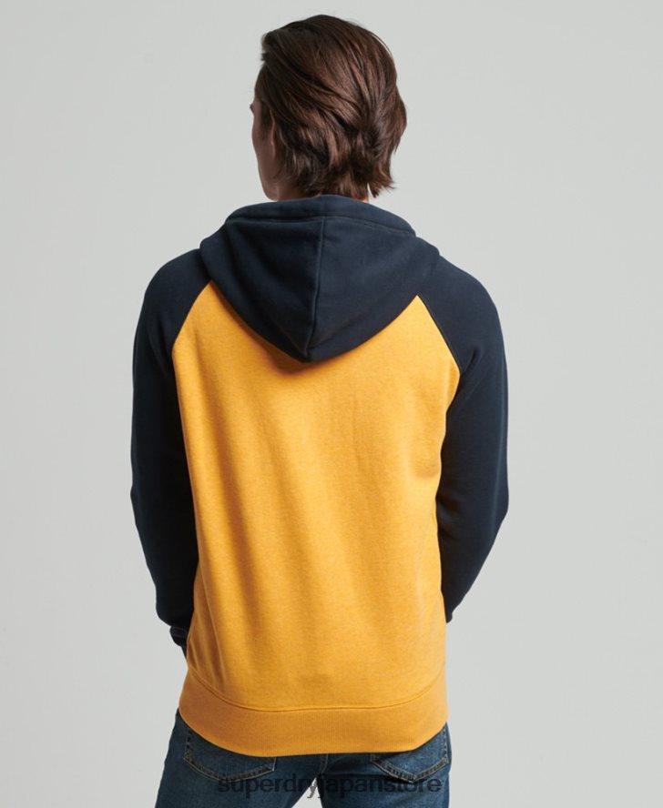 オーガニックコットン ヴィンテージロゴ ベースボールジップパーカー 男性 Superdry 衣類 黄色 2J62PZ5174