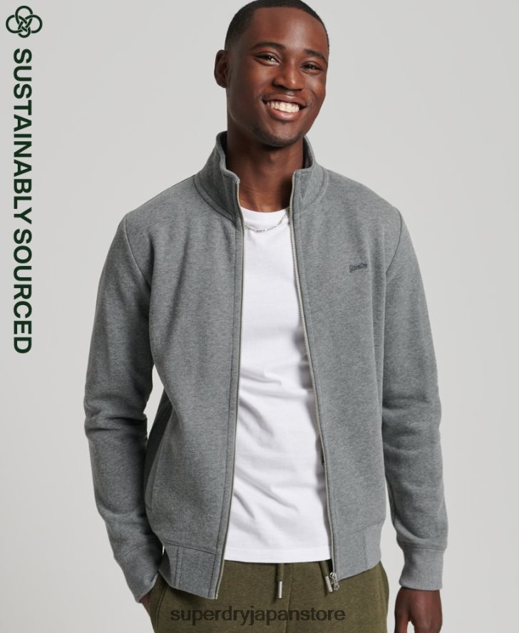 オーガニックコットン ヴィンテージロゴ ジップトラックトップ 男性 Superdry 衣類 グレー 2J62PZ5175
