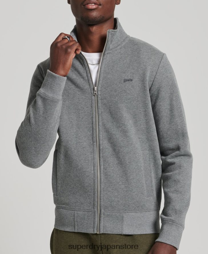 オーガニックコットン ヴィンテージロゴ ジップトラックトップ 男性 Superdry 衣類 グレー 2J62PZ5175