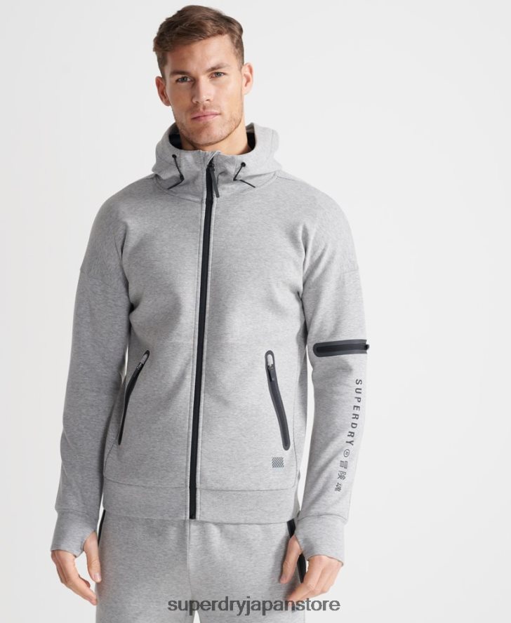 トレーニングジムテックジップパーカー 男性 Superdry 衣類 グレー 2J62PZ5176