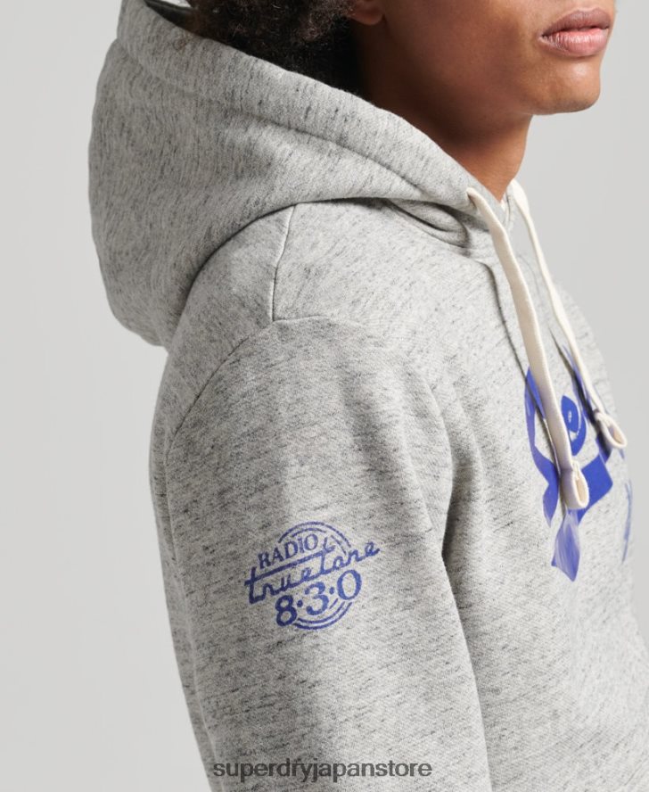 ヴィンテージ アスレチック シティ スクリプト パーカー 男性 Superdry 衣類 グレー 2J62PZ5178