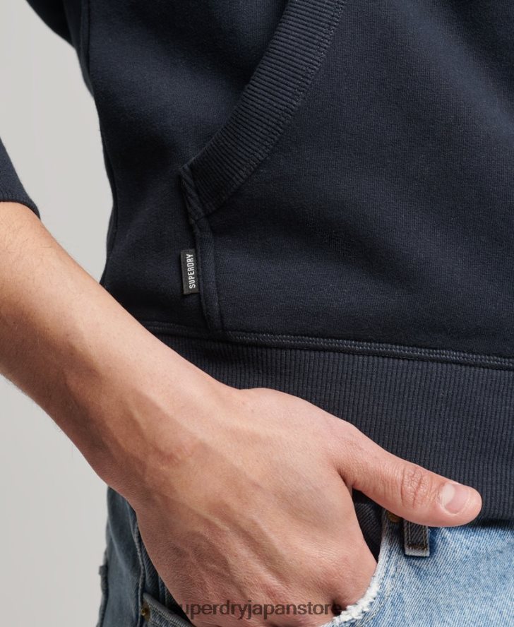 オーガニックコットン ヴィンテージロゴ刺繍ジップパーカー 男性 Superdry 衣類 海軍 2J62PZ5183