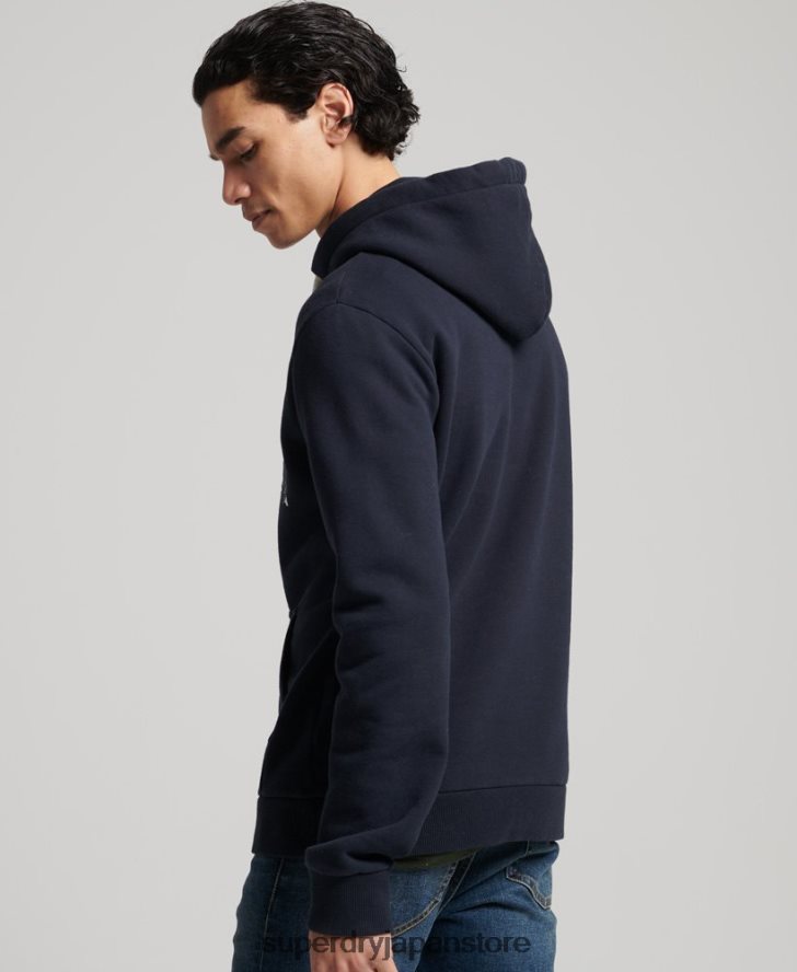 ヴィンテージロゴナラティブパーカー 男性 Superdry 衣類 海軍 2J62PZ5186