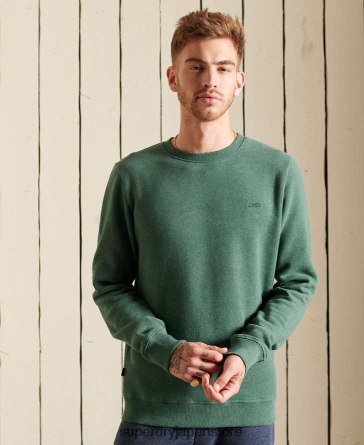 オーガニックコットン ヴィンテージロゴ クルースウェットシャツ 男性 Superdry 衣類 緑 2J62PZ5187